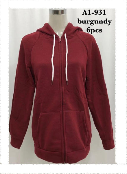 A1-931 BURGUNDY WINTER HOODIE (6 PCS, MIXED SIZES)