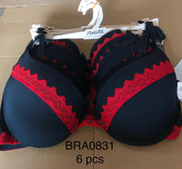 BRA0831--MICRO BRA W/LAC-EBONY(6 PCS IN A PACKAGE)