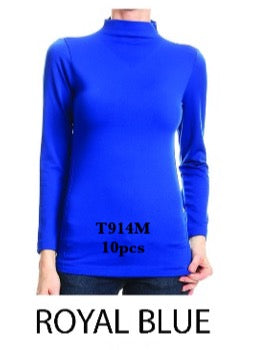 T914M ROYAL BLUE-LONG SLEEVE MOCK NECK(10 PCS IN A PACKAGE)