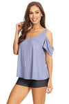 TP1041-SLB-Cold Shoulder Short Sleeve Top