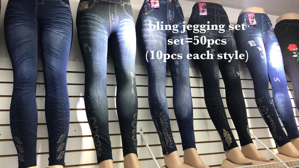 A6 SPARKLY JEGGINGS (50 PCS IN A SET 10 PCS EACH STYLES) BOX