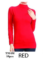 T914M RED-LONG SLEEVE MOCK NECK(10 PCS IN A PACKAGE)